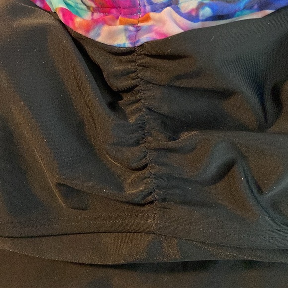 Athleta Size 36 B/C Strapless Multiway Black Watercolor Trim Tankini 3237 - Picture 4 of 9